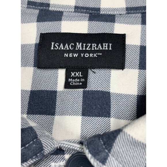 Isaac Mizrahi Crop Jacket XXL Navy White Gingham Canvas Stretch - Picture 3 of 11